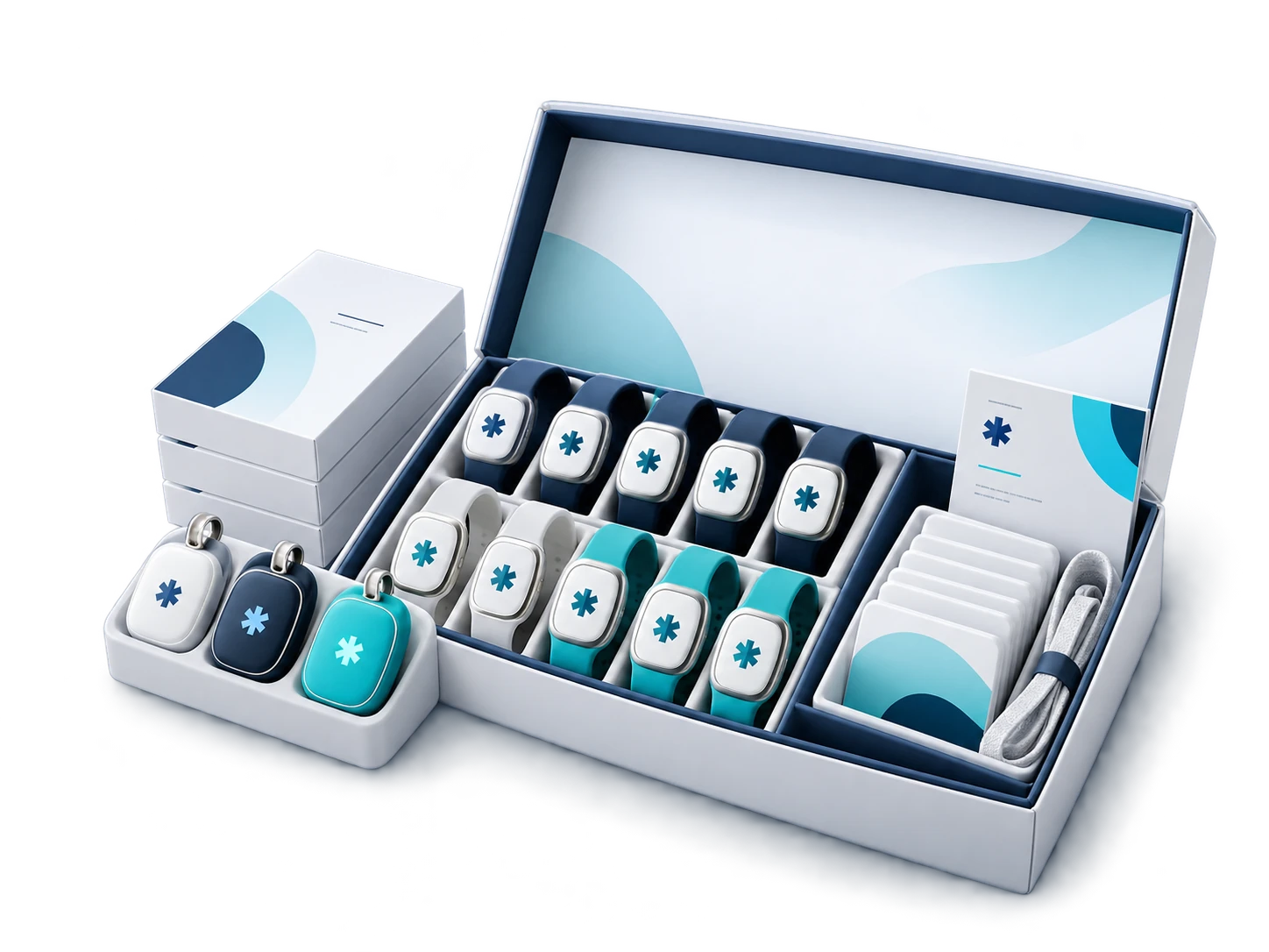 Illustrative pilot kit with Medical ID wristbands and tags
