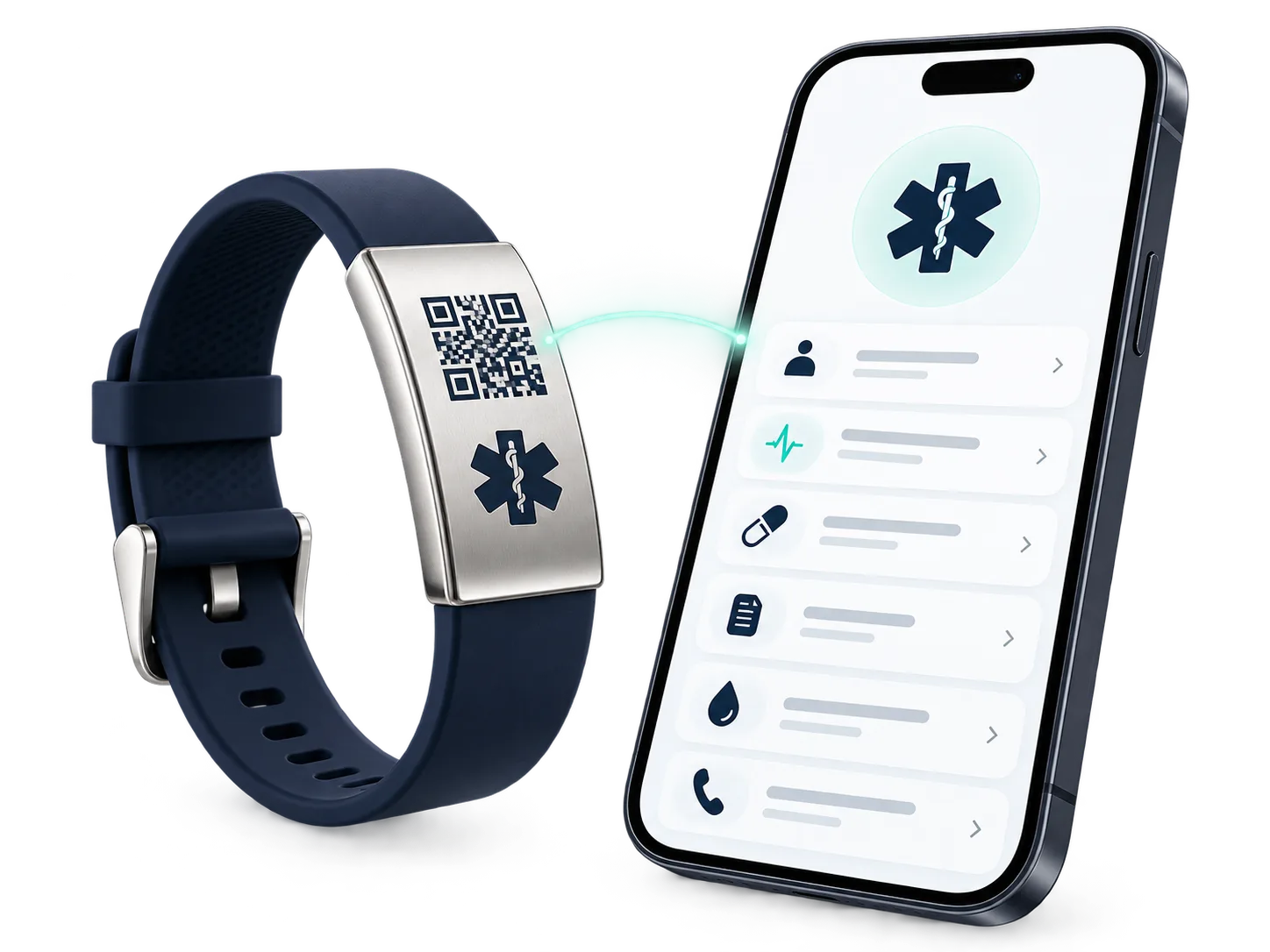 Connected QR Medical ID wearable and digital profile